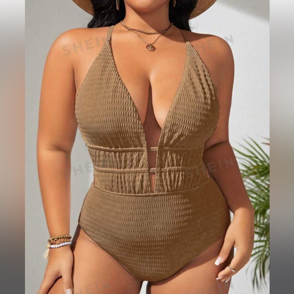 Brown one piece swimsuit